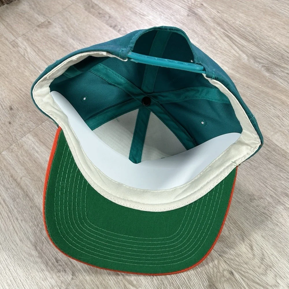 VTG Miami Dolphins Snapback Hat NFL Football Youngan Green Orange Bar Line Cap